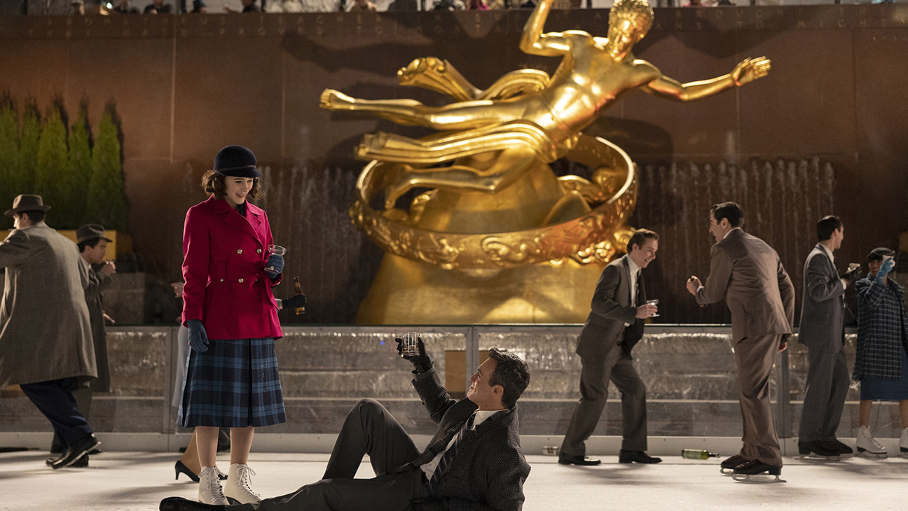 The Marvelous Mrs. Maisel, from left: Rachel Brosnahan, Reid Scott, (Season 5, ep. 503 aired April 14, 2023).