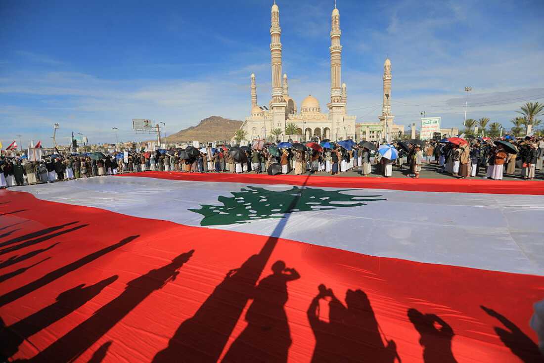 Houthis rally in solidarity with Iran and Lebanon, amid the US-Israeli war with Iran, in the Yemeni capital Sanaa on March 27, 2026.