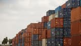 Shipping containers are stacked at the port of Los Angeles in Long Beach, California, U.S., March 10, 2026. 