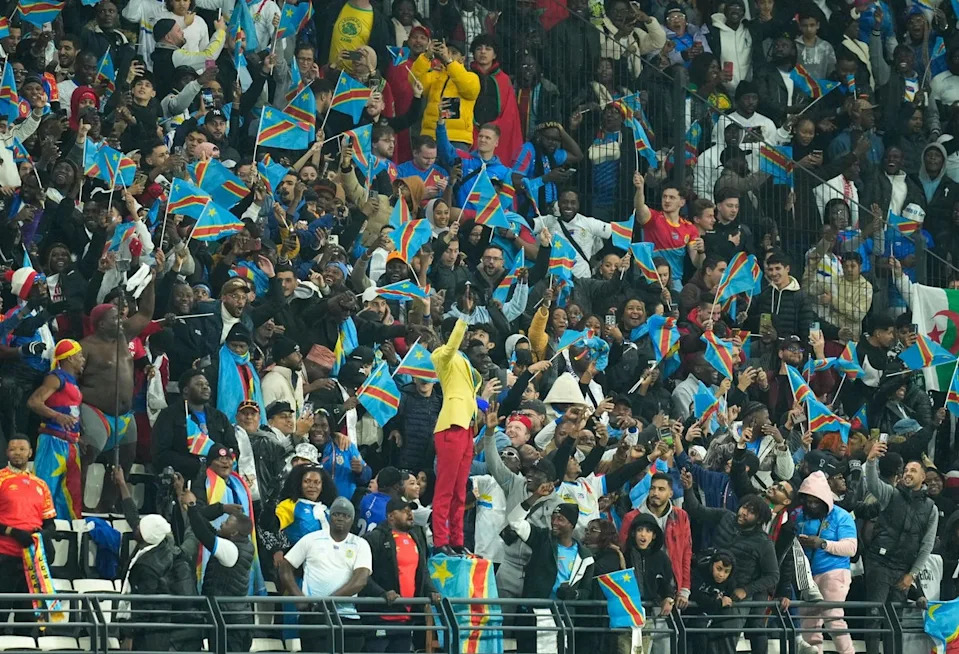 Michel Nkuka Mboladinga posed as a statue of Lumumba at Afcon (AP)