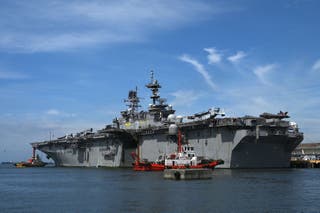 The USS Tripoli pictured here in 2022