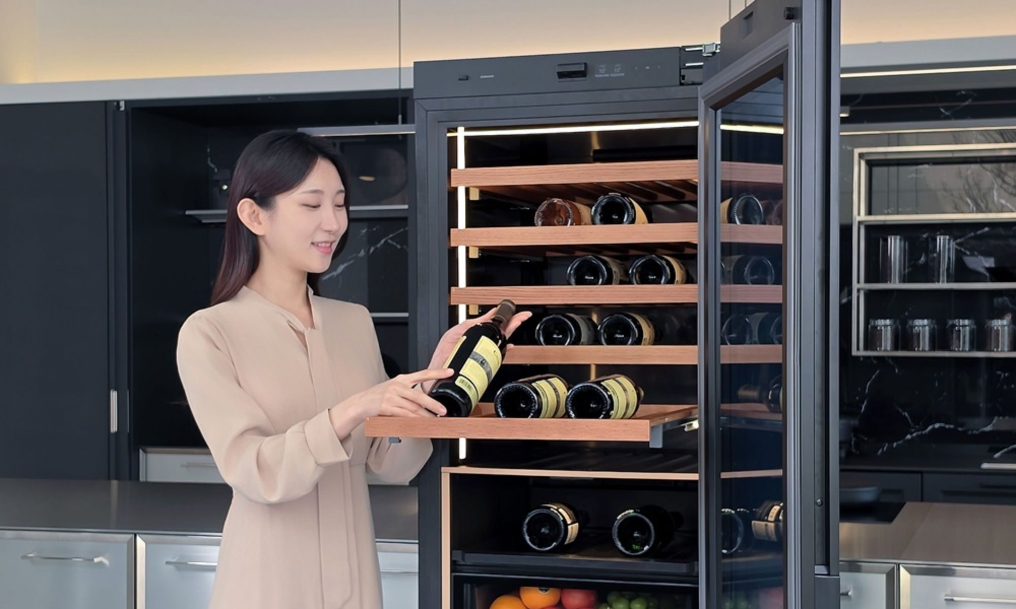 Samsung AI wine refrigerator.