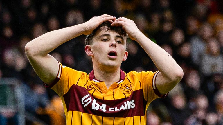 Motherwell's Tom Sparrow looks dejected as his side fell to a third defeat in four league games