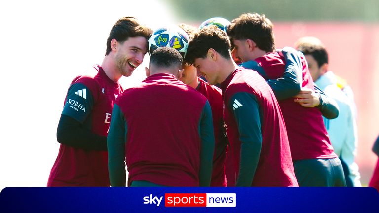 Gabriel, Rice and Trossard train - but NO Saka as Arsenal prepare for Sporting clash