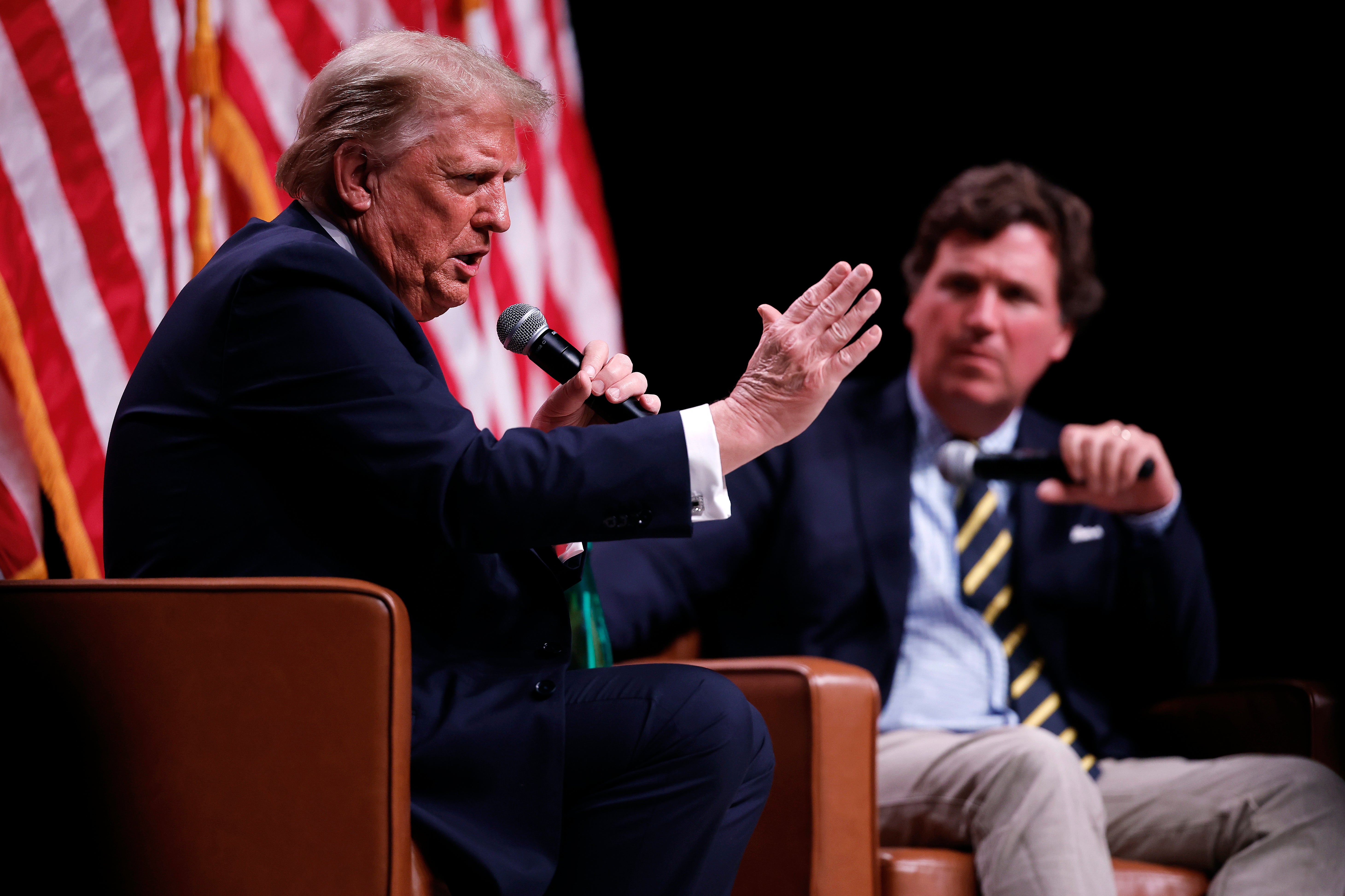 The president name-dropped prominent conservative media figures Tucker Carlson, Megyn Kelly, Candace Owens and Alex Jones, who have all criticized his war with Iran