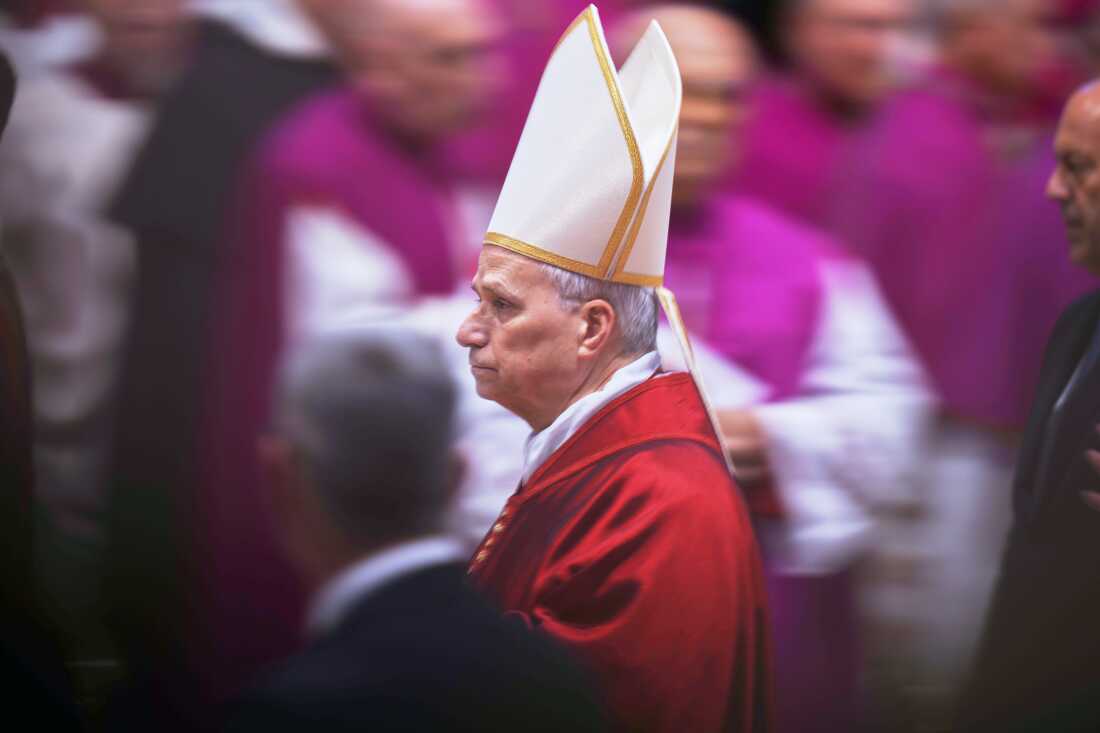 Pope Leo XIV attends the Celebration of the Passion of the Lord in St. Peter's Basilica at the Vatican on Catholic Good Friday, Friday, April 3, 2026.