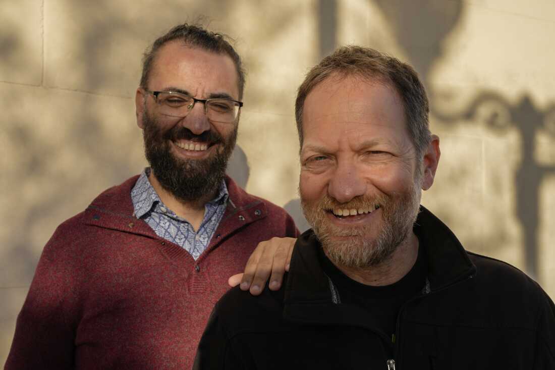 Aziz Abu Sarah and Maoz Inon pose for portraits in Jaffa, Israel on January 11, 2026. Inon and Sarah have written a book together called ‘The Future Is Peace - A Shared Journey Across the Holy Land’ which comes out April 14th, 2026. 