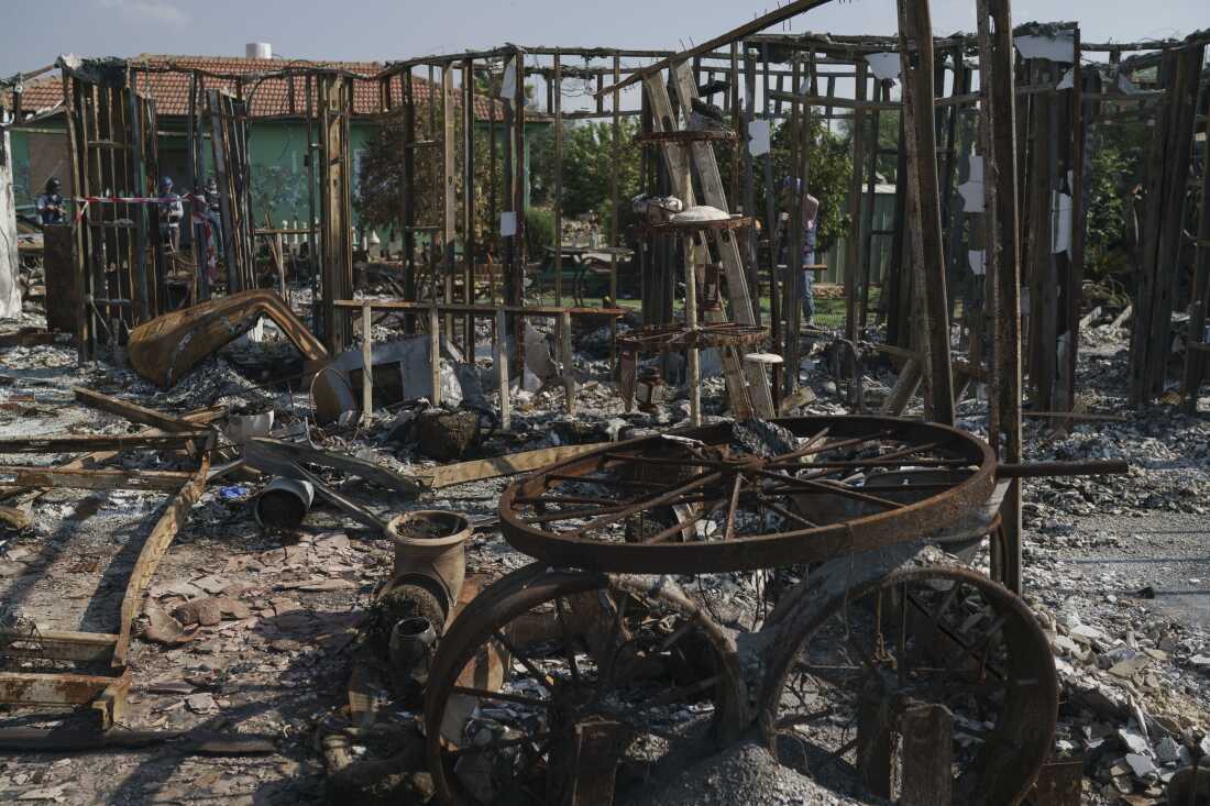 Destroyed property is seen at Kibbutz Netiv Haasara near the border with the Gaza Strip, Israel, Friday, Nov. 17, 2023. 