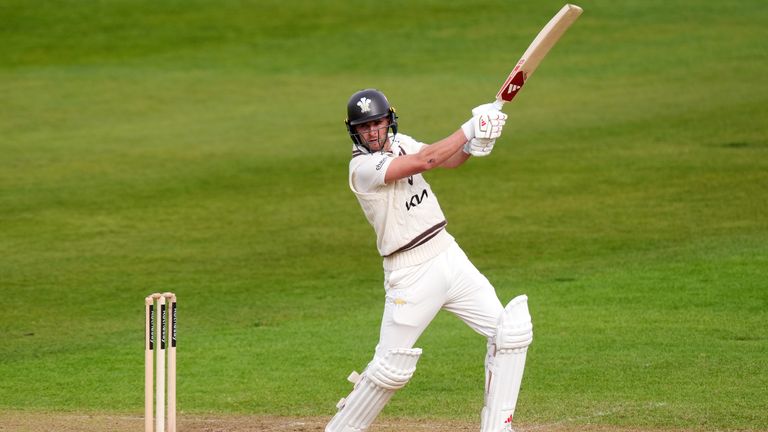 Surrey's Tom Lawes batting on day one of the Rothesay County Championship
