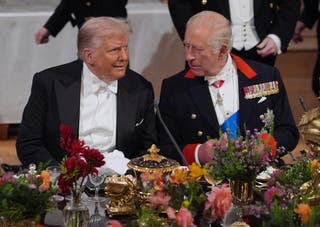 US President Donald Trump and the King Charles at the Windsor state banquet last year (Yui Mok/PA)