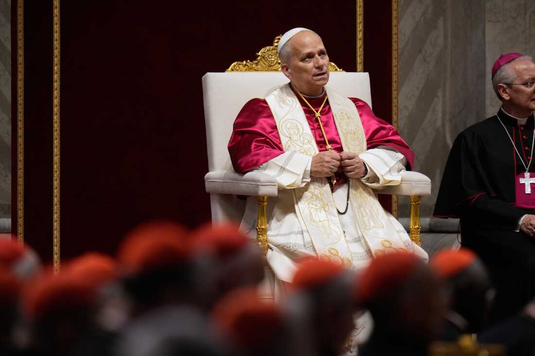 Pope Leo XIV leads a vigil for peace inside St. Peter's Basilica at the Vatican, Saturday, April 11, 2026.